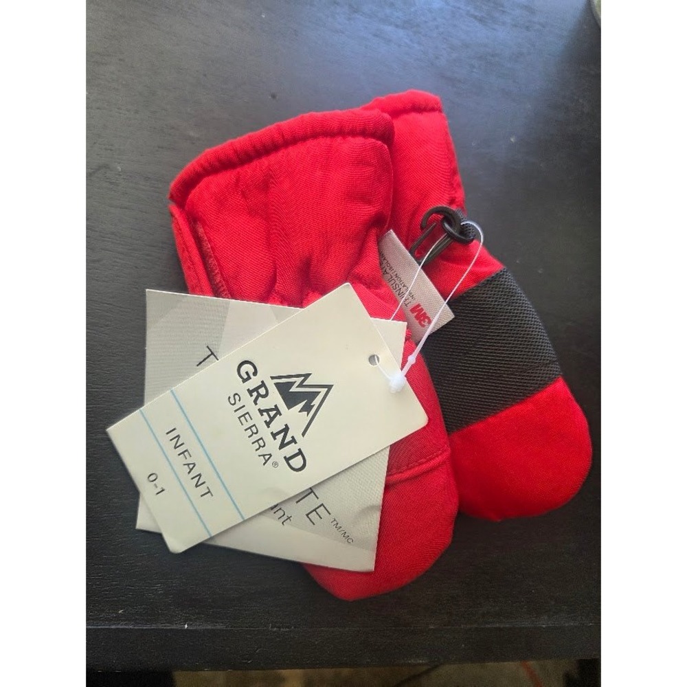 Grand Sierra Infant‎ Mittens Red 3M Thinsulate Winter Snow Mitts Size 0-1 NEW